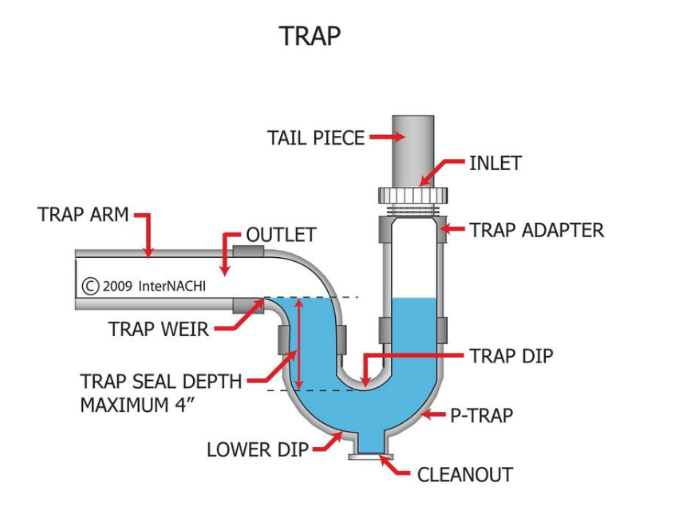 Figure 2: Cross sectional image of an elbow trap in a sink.